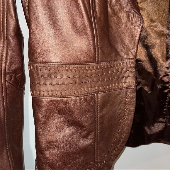 🚨SOLD🚨 CACHE 100% Lamb Leather Bronze Jacket/Blazer - Picture 5 of 13